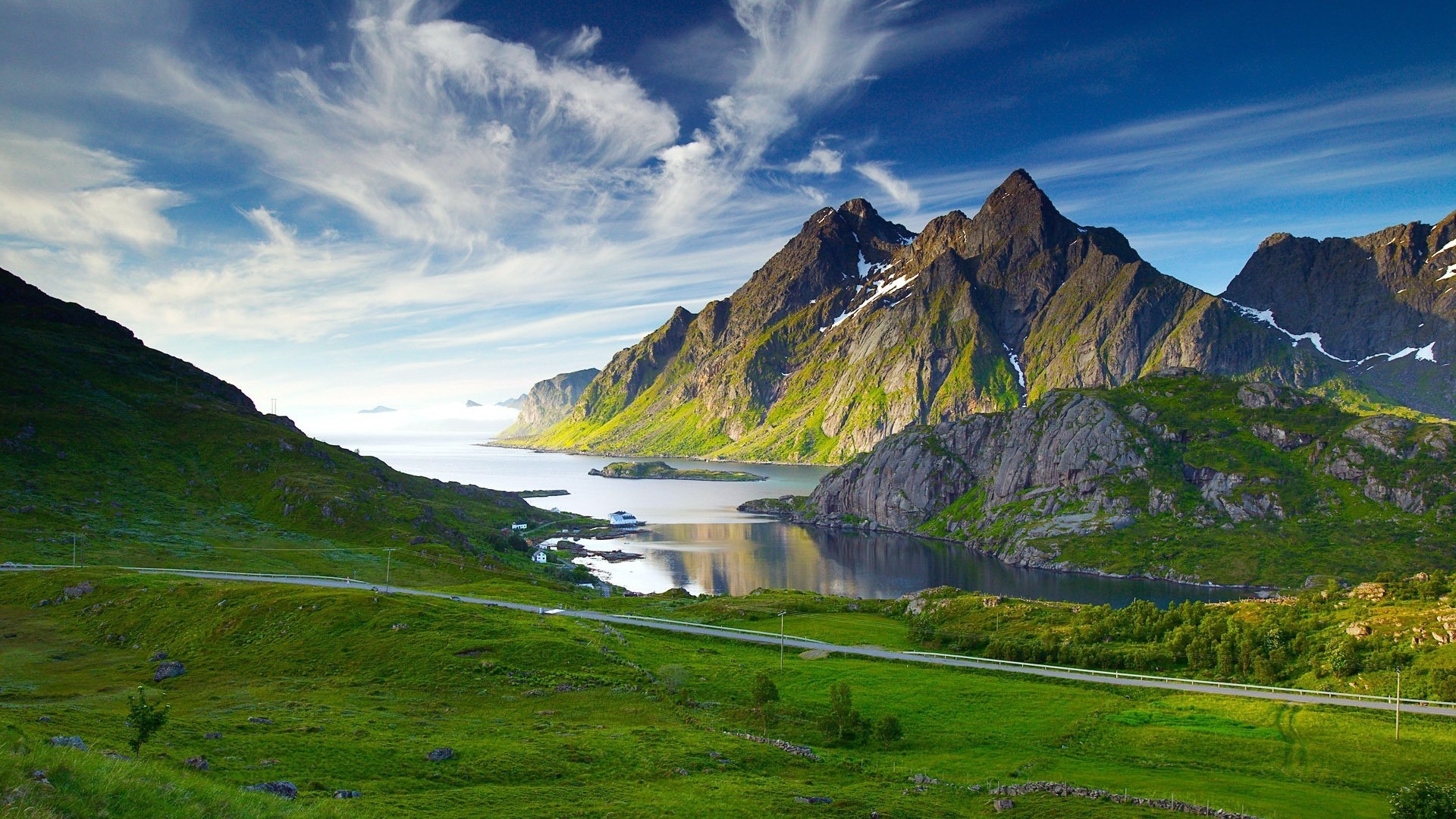 Green Mountains And Lake In Norway Widescreen High Resolution Wallpaper Download Free Adipta Martulandi